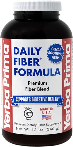 Yerba Prima Daily Fiber Formula Powder - 12 oz - Digestive Support Supplement - Soluble & Insoluble Dietary Fiber Supplement - Vegan, Non-GMO, Gluten
