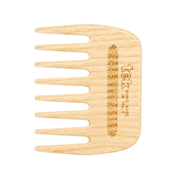TEK | Wooden Hair Comb with Long Rounded Teeth in Natural Ash Wood, Large Rectangular Wooden Comb Ideal for Detangling and Styling for Wavy and Curly