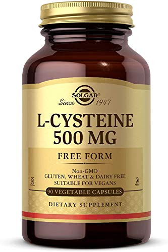 Solgar L-Cysteine 500 mg, 90 Vegetable Capsules - Free Form Amino Acid - Keratin Support for Skin, Hair & Nails - Glutathione Support - Vegan, Gluten