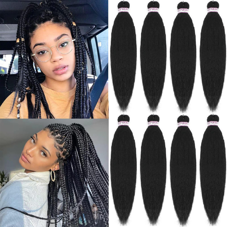 BEFUNNY Pre Stretched Braiding Hair - 8packs 16 Inch Short Black Crochet Human Hair For Braids Or Twist Itchy Free Yaki Perm Straight Low Temperature