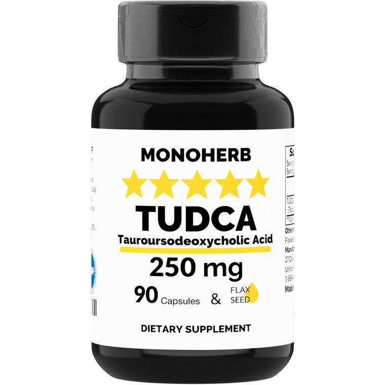 MONOHERB TUDCA - Tauroursodeoxycholic Acid - 250 mg per Capsule - 90 Vegetarian Capsules - Made in USA