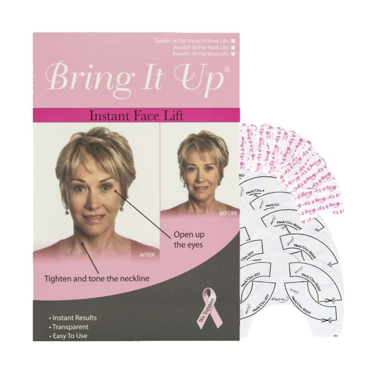 Bring It Up Instant Face Lift Tape Kit: 30-Day Supply, Transparent Neck & Eyebrow Lift Strips, Anti-Wrinkle Stickers, Face Tape Instantly Lifts Saggi