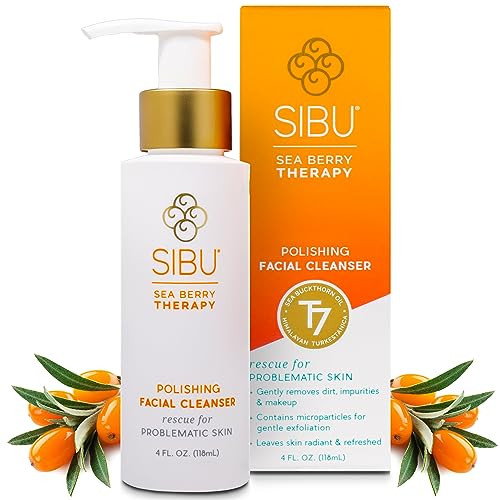 sibu Sea Buckthorn Polishing Facial Cleanser (4oz), Face Wash Made From Premium Himalayan Sea Berry Oil  Moisturizes Skin, Reduces Blemishes, Remove