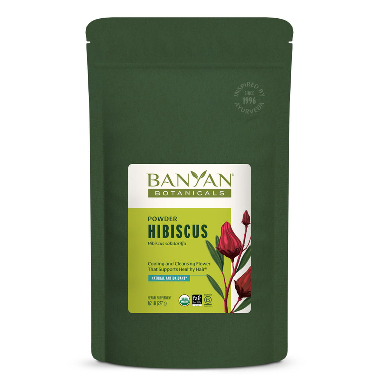 Banyan Botanicals Hibiscus Powder  Organic Hibiscus sabdaiffa  For Refreshing Hibiscus Tea  Supports Healthy Hair & Skin*  1/2 lb.  Non-GMO Sust