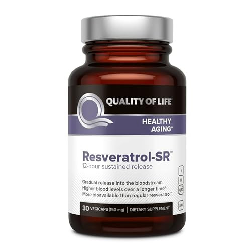 Quality of Life Resveratrol SR - Powerful Anti Aging All Natural Formula - 30 Vegicaps