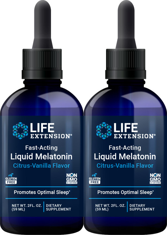 Life Extension Fast-Acting Liquid Melatonin (Citrus-Vanilla), 2 Fluid Ounces (Pack of 2)