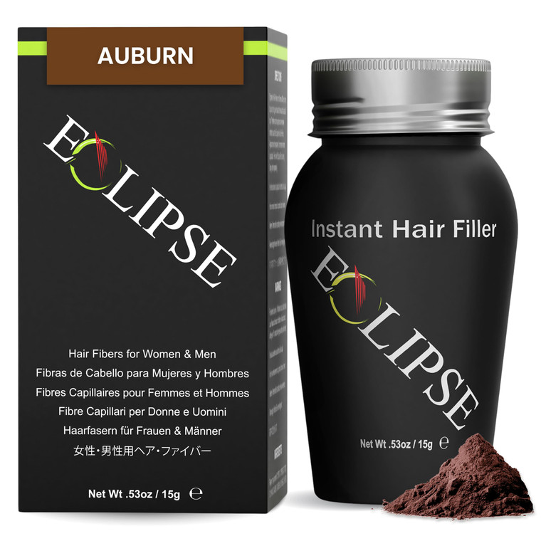 ECLIPSE Hair Fibers Auburn for Thinning Hair for Women & Men to Conceal Hair Loss in 15 Seconds - 100% Undetectable Hair Building Fibers, 15g