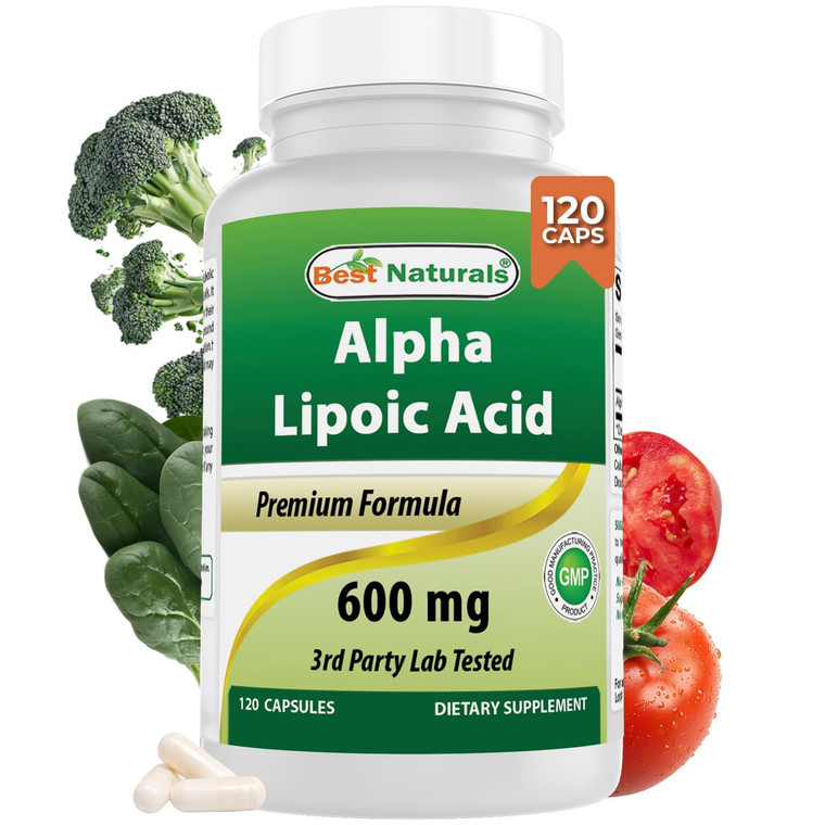 Best Naturals Alpha Liopic Acid 600 mg 120 Count - ALA Alpha Lipoic Acid Powerful Antioxidant