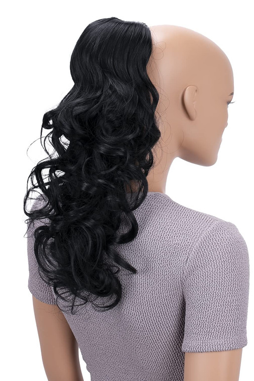 CAISHA 18" Hairpiece Ponytail Extensions Voluminous Wavy Black PH9