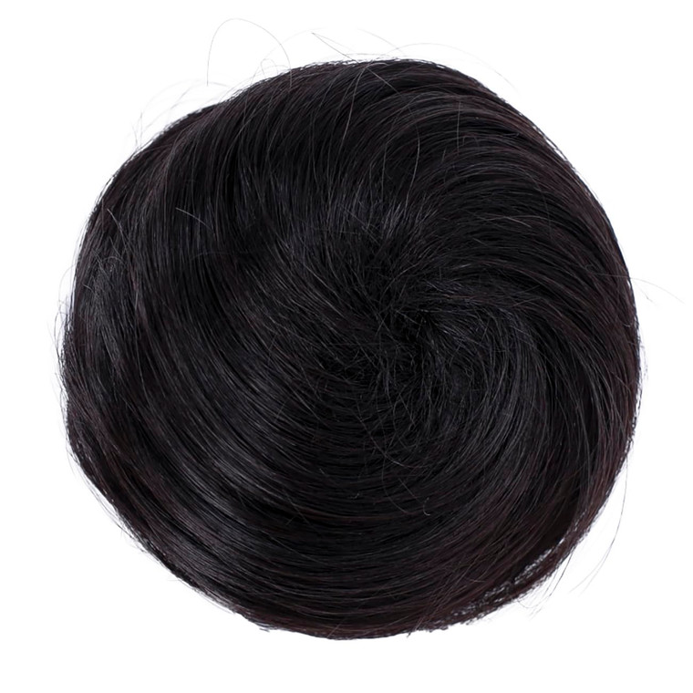 CAISHA 100% HUMAN HAIR Bun Updos Hair Piece Hepburn Scrunchie Natural Black H311f