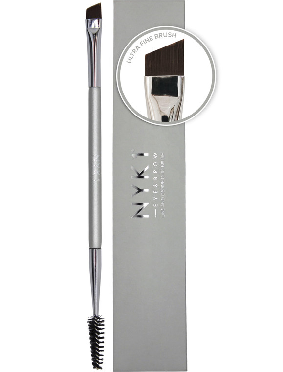 NYK1 Angled Eyebrow Brush And Spoolie Combo (Precision Applicator) Eyelash Brush And Brow Brushes For Eyebrows Grooming & Defining - Dual Ended Eyebr