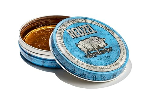 REUZEL Blue Pomade, Strong All Day Hold, Water Soluble Styling, High Shine and Flake Free, Easy To Wash Out, For All Hair Types