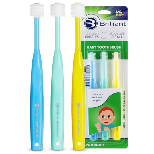 Brilliant Oral Care Baby Toothbrush with Soft Bristles and Round Head, for a Toddler Approved, Easy to Use All-Around Clean Mouth, 4-24 Months, When