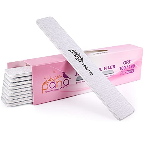 PANA Jumbo Double-Sided Emery Nail File for Manicure, Pedicure, Natural, and Acrylic Nails - Zebra (Grit 100/180) - 50 Piece Pack