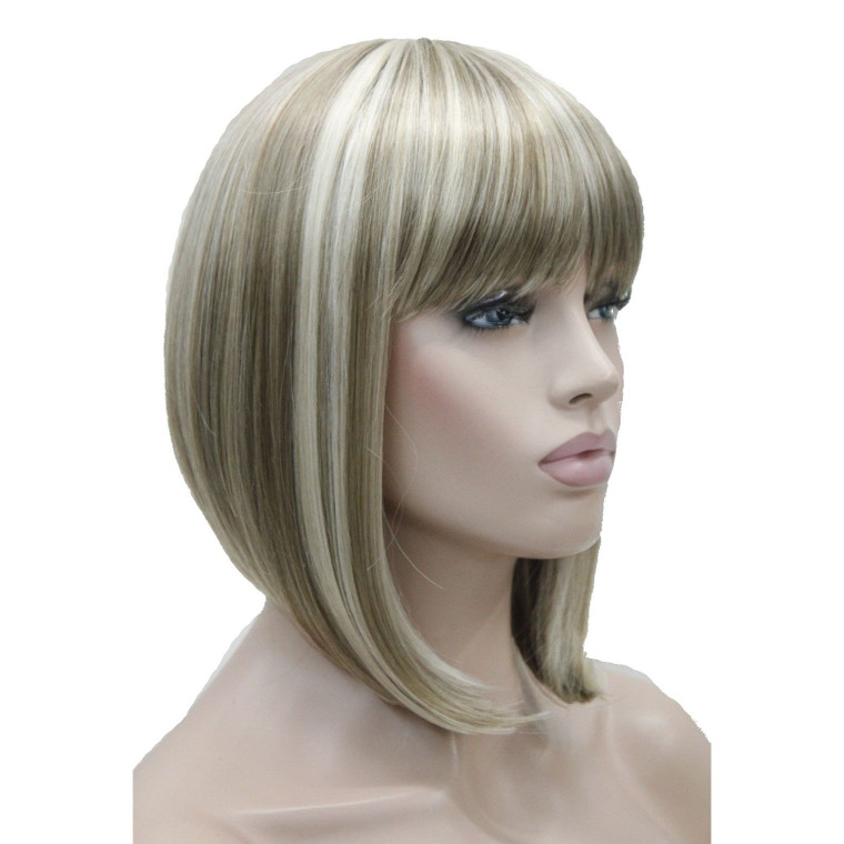 Lydell 10" Short Straight Bob Wigs No Part Full Synthetic Hair Wig #H16/613 Blonde Highlighted