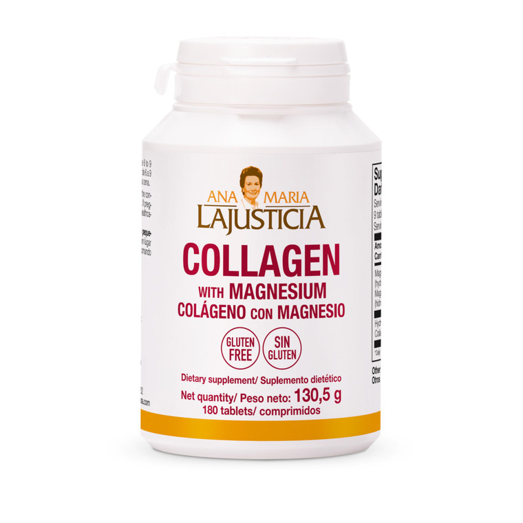 Ana Maria LaJusticia Collagen with Magnesium 180 Tabs - Healthy Teeth, Skin & Bones - Energy-Full - Gluten-Free - Easy-to-Use - Rejuvenates Your Skin