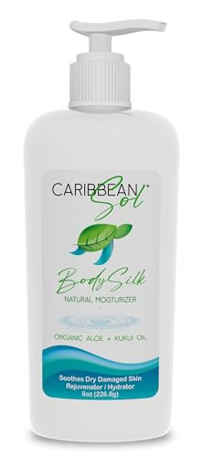 Caribbean Sol Body Silk Moisturizer, 8oz - Natural After Sun Lotion with Organic Aloe and Vitamin E, Paraben-Free After Sun Skin Care, Tan Extender L