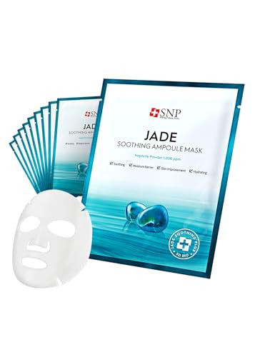 SNP 1000ppm Real Jade Mineral Ampoule Sheet Mask | Cleansing and Purifying All Sensitive Skin Types | Calming, Hydrating, and Moisturizing Facial Ski