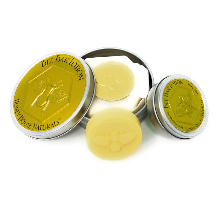 Honey House Naturals Bee Bar Duo  Vanilla - Small .6 Ounce and Large 2 Ounce All Natural Ultra Moisturizing Lotion Bar Infused with Essential Oils
