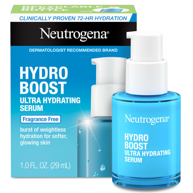 Neutrogena Hydro Boost Ultra Hydrating Serum with Hyaluronic Acid, Fragrance-Free Face Serum for Weightless Hydration and Softer, Glowing Skin, Non-C
