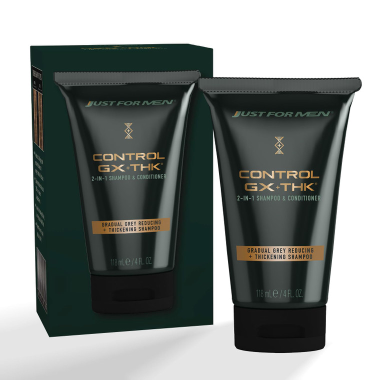 Just for Men Control GX + THK Thickening Shampoo and Conditioner with Grey Reduction, Shampoo for Thinning Hair with Alpha Keratin, Thickens Hair Up