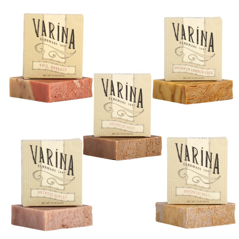 Varina Natural Pumpkin Spice Variety Bar Soap - Spicy - 5 Pack 4.5 oz Bars