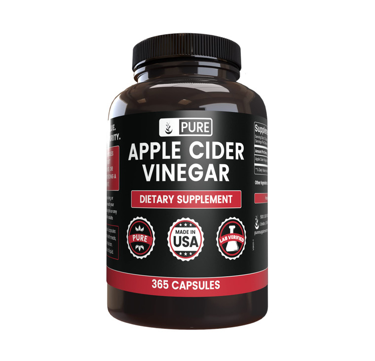 Pure Original Ingredients Apple Cider Vinegar (365 Capsules) No Magnesium Or Rice Fillers, Always Pure, Lab Verified