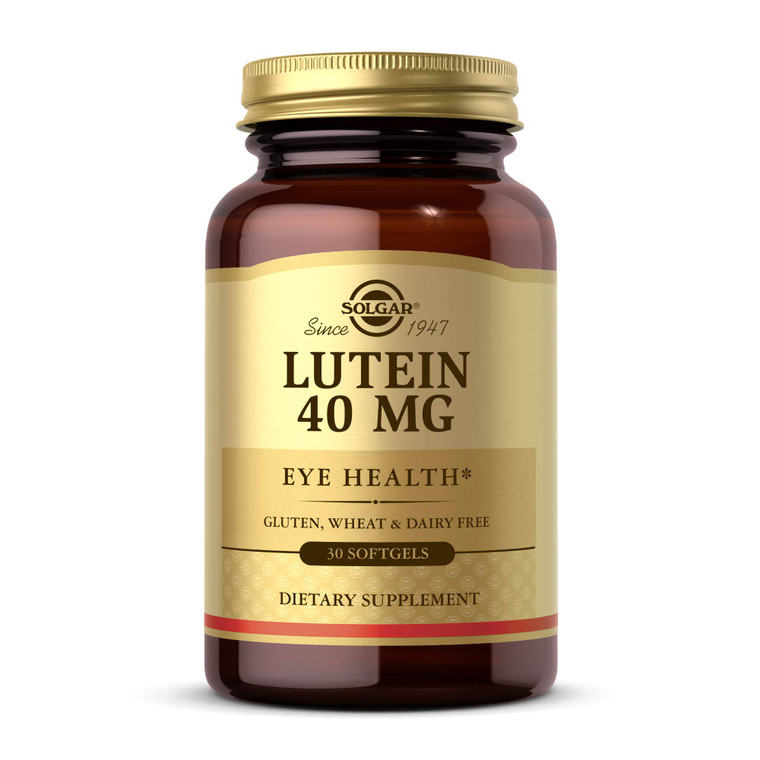 Solgar Lutein 40 mg, 30 Softgels - Supports Eye Health - Helps Filter Out Blue-Light - Contains FloraGLO Lutein - Gluten-Free, Dairy Free - 30 Servin