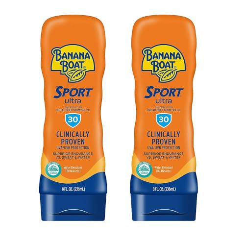 Banana Boat Sport Performance Broad Spectrum SPF 30 Sunscreen Lotion, Swim Splash - Up to 80 Minutes Water Resistant, 8 fl oz, 2-Pack