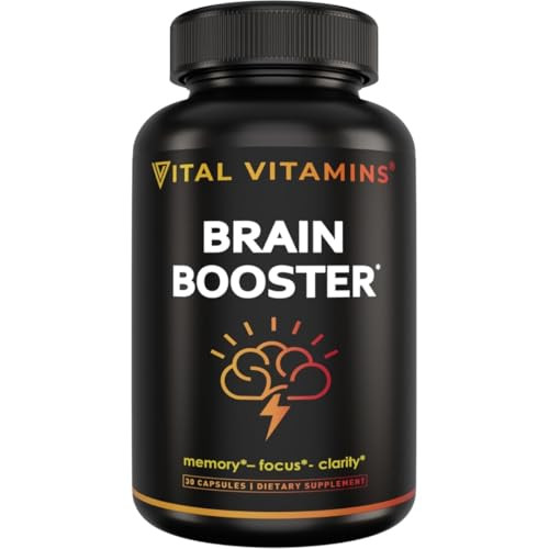 Vital Vitamins Brain Supplements with Bacopa Monnieri - for Memory and Focus  Nootropic Brain Booster - Caffeine-Free Support for Adults & Seniors 