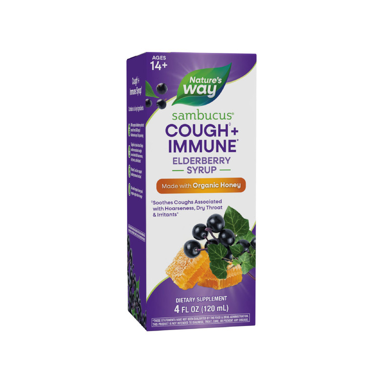 Nature's Way Sambucus HoneyBerry Cough Syrup with Black Elderberry Extract & Organic Honey, Immune Support*, 4 Fl. Oz
