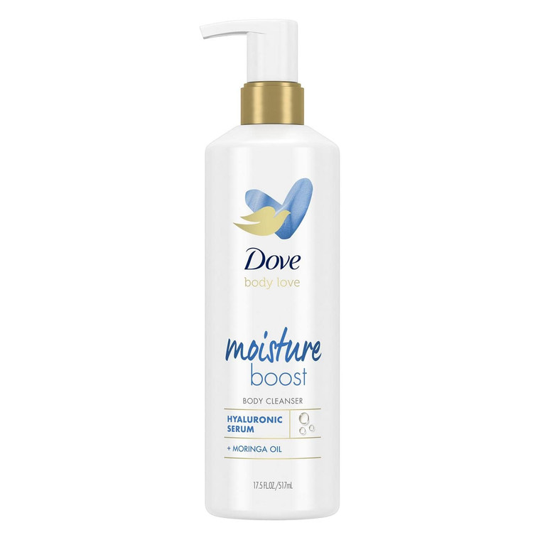 Dove Body Love Body Cleanser Moisture Boost For Dry Skin Body Wash with Hyaluronic Acid and Moringa Oil 17.5 fl oz