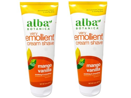 ALBA Botanica Cream Shave,Mango Vanilla, 8 OZ (Pack of 2)