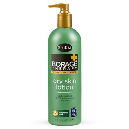 ShiKai Borage Therapy Dry Skin Lotion Body Moisturizer (16 oz) Unscented Skincare | Hydrating Lotion for Dry Hands & Body | With Oatmeal & Shea Butte