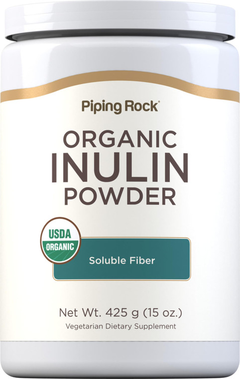 Piping Rock Inulin Powder Organic | 15 oz | Soluble Fiber Supplement | FOS Powder | Vegetarian, Non-GMO, Gluten Free