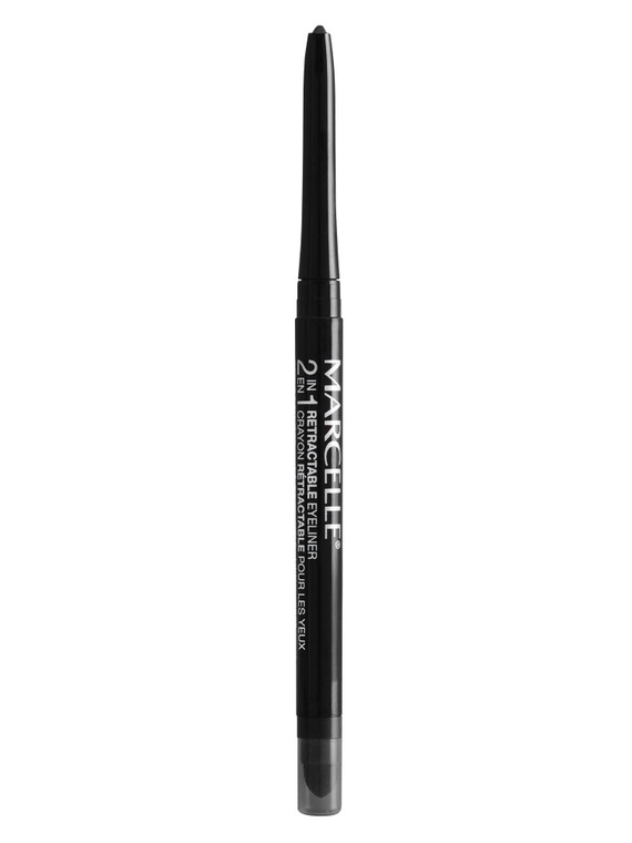 Marcelle 2-in-1 Retractable Eyeliner, Black, Waterproof, Easy-To-Smudge, Smokey Eye, Long-Lasting 12h, Fragrance-Free, Hypoallergenic, Cruelty-Free,