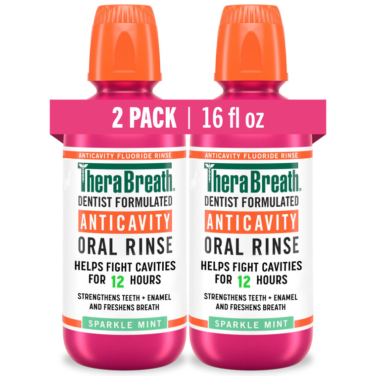TheraBreath Anticavity Fluoride Oral Rinse Mouthwash, Fights Cavities, Strengthens Enamel and Freshens Breath, Dentist-Formulated, Alcohol-Free, Spar