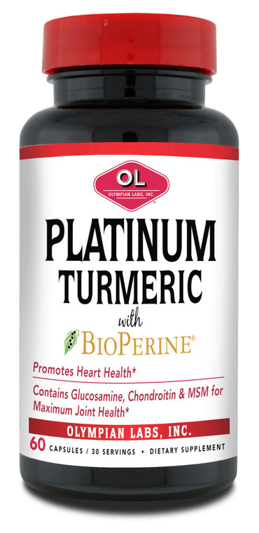 Olympian Labs Platinum Turmeric Formulated with Glucosamine, Chrondroitin, MSM & BioPerine for Maximum Joint Health 60 Capsules