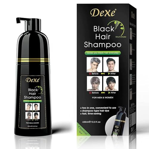 Vedora Instant Black Hair Shampoo 400ml - Semi-Permanent DeXe black Hair Dye shampoo for Natural Hair, Lasts 30 Days, Fast Acting Formula for Men & W