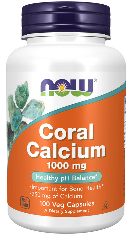 NOW Coral Calcium 1000mg, 100 Capsules (Pack of 2)