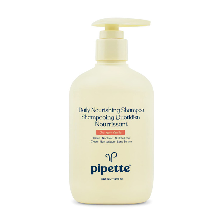 Pipette Daily Nourishing Shampoo - Tear Free Shampoo for Kids, Adds Moisture, 100% Plant-Derived Squalane and Quinoa, Orange + Vanilla Aroma, 11.2 fl