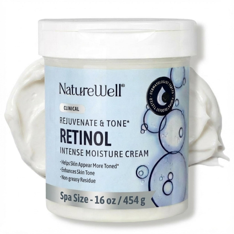 NATURE WELL Clinical Rejuvenate & Tone Retinol Intense Moisture Cream 2.0 for Face, Body, & Hands, Anti-Aging, Targets Discoloration, Wrinkles, Sun D