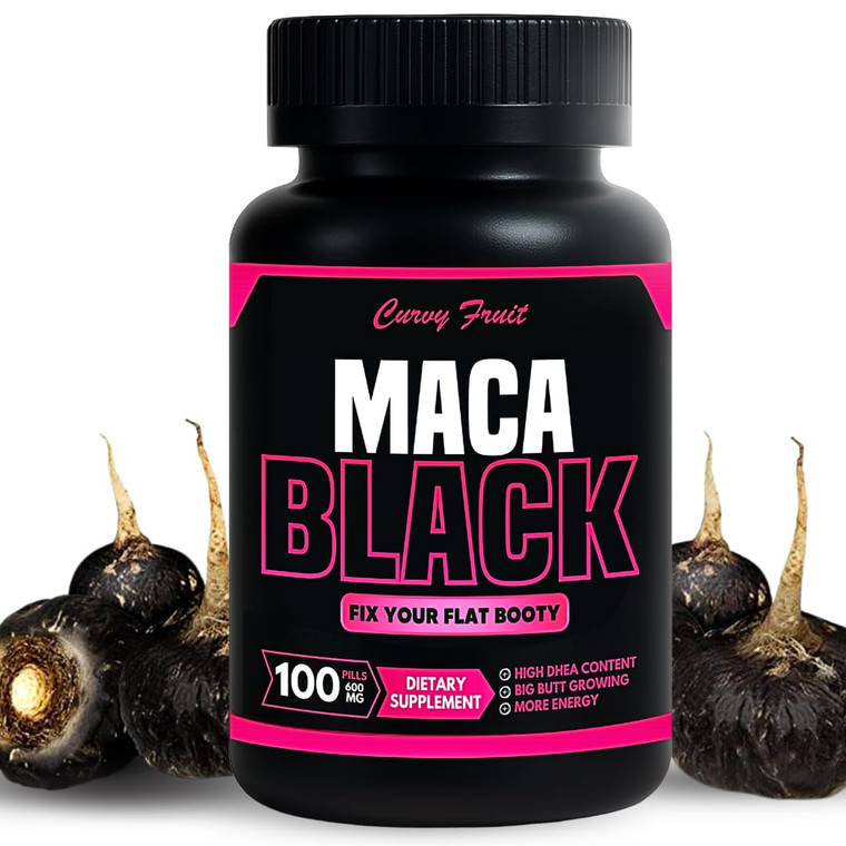 Genuine Black Maca Root Pills for a Big Butt Growing in Short time- 600 mg x 100 und (31 Days) by CurvyFruit
