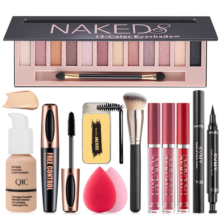All in One Makeup Kit, Makeup Kit for Women Full Kit, Travel Make Up Gift Set for Women Teens Girls, Includes Eyeshadow, Foundation, Lipstick Set, Ey