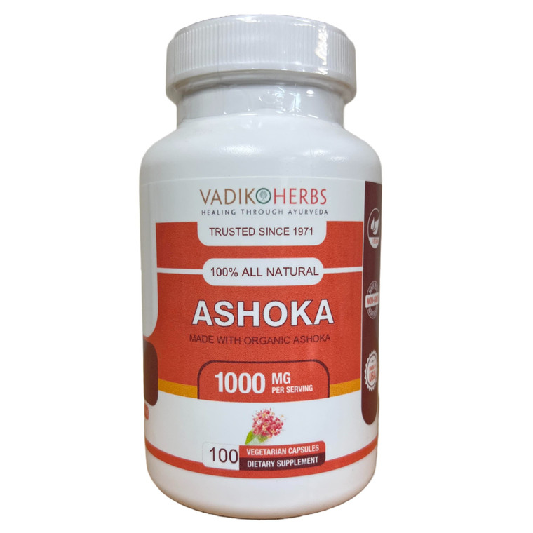 Vadik Herbs Ashoka bark (Saraca Indica) 1000 mg | Certified Organic | (100 Vegicaps) | Natural Herbal Support for Womens Wellness