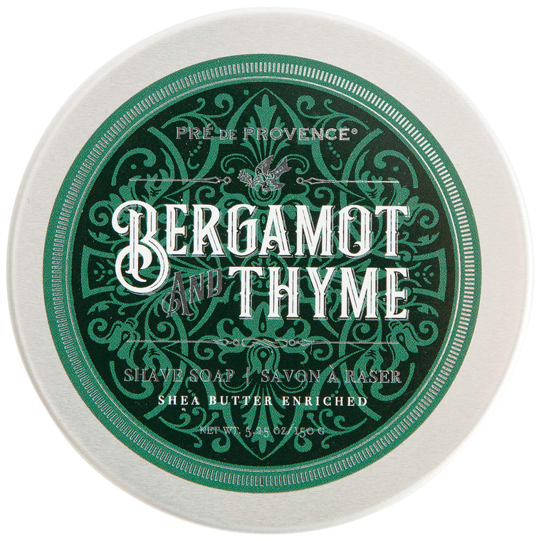 Pre de Provence Bergamot & Thyme Men's Fragrance Collection, Shave Soap in Tin, 150 G