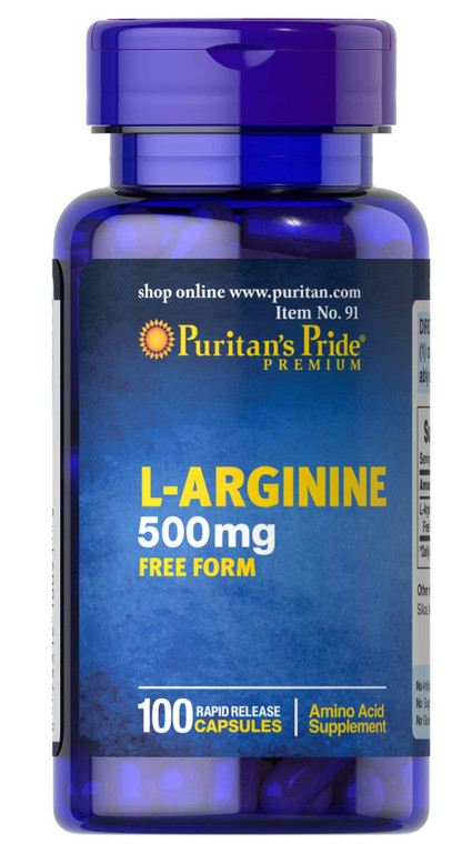 Puritan's Pride L-Arginine 500 mg, Heart Health Support, 100 Count