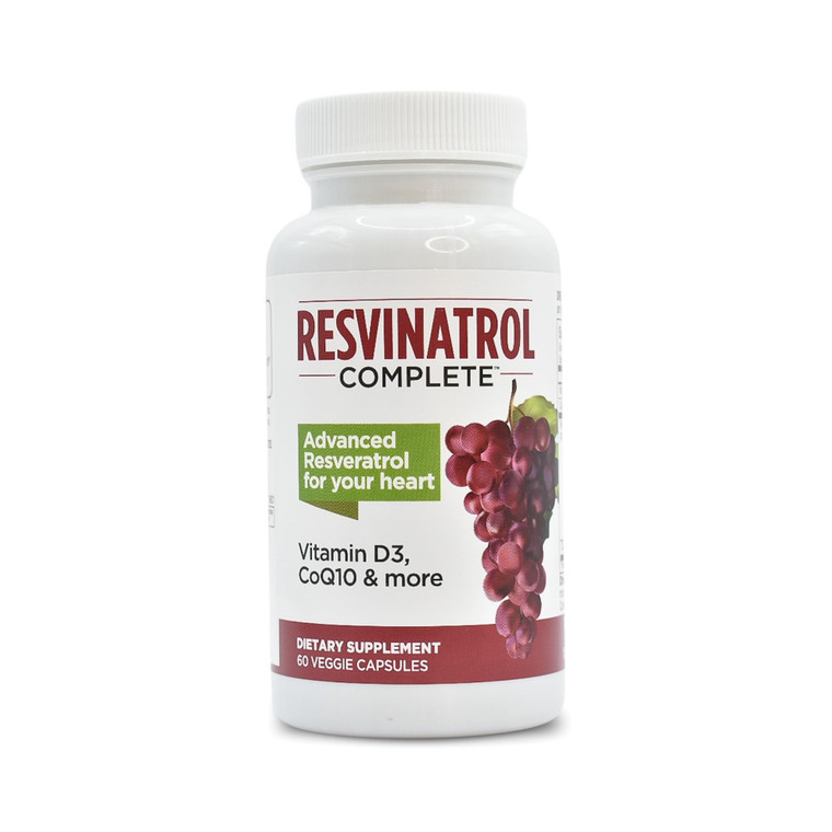 Resvinatrol Complete Capsules, 60 Count- Resveratrol Supplement Supports Healthy Aging, Heart Health, and Immune Function with Quercetin, Grape Seed