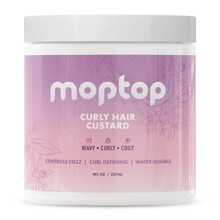 MopTop Curly Hair Gel Custard - Styling Gel for Moisturizing and Defining Soft Curls, Lightweight and Anti Frizz, Curly Hair Products for Waves, Coil