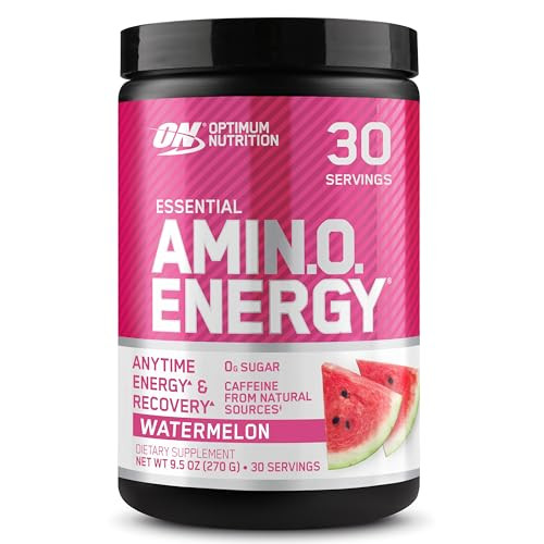 Optimum Nutrition Amino Energy - Pre Workout with Green Tea, BCAA, Amino Acids, Keto Friendly, Green Coffee Extract, Energy Powder - Watermelon, 30 S